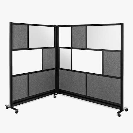 Luxor Workflow Modular Wall Bundle with 2 Walls Hinge and Casters, 70'' x 70'' and 53'' x 70'', Black MW-FWCGHCB2